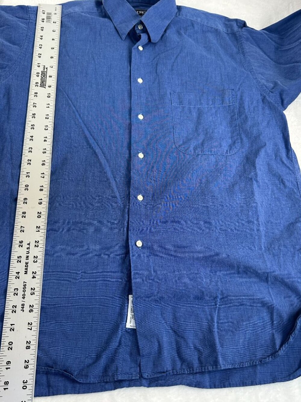 Madrigal Mens Blue Long-Sleeve Button-Up Dress Shirt 16 1/2 33 Cotton Casual - Picture 9 of 9